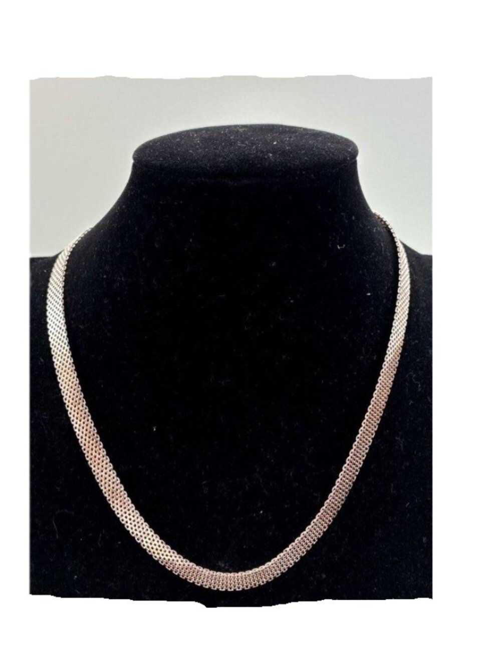 Sterling Silver 925 Mesh 16" Chain Statement Weave Necklace Chunky Fashion